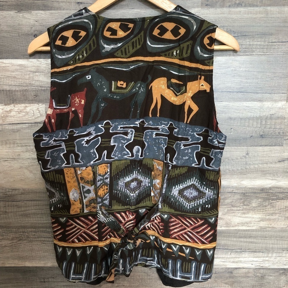 Vintage 80s Le Château Southwestern Aztec Coord Set Vest and Pants Small - Picture 5 of 16